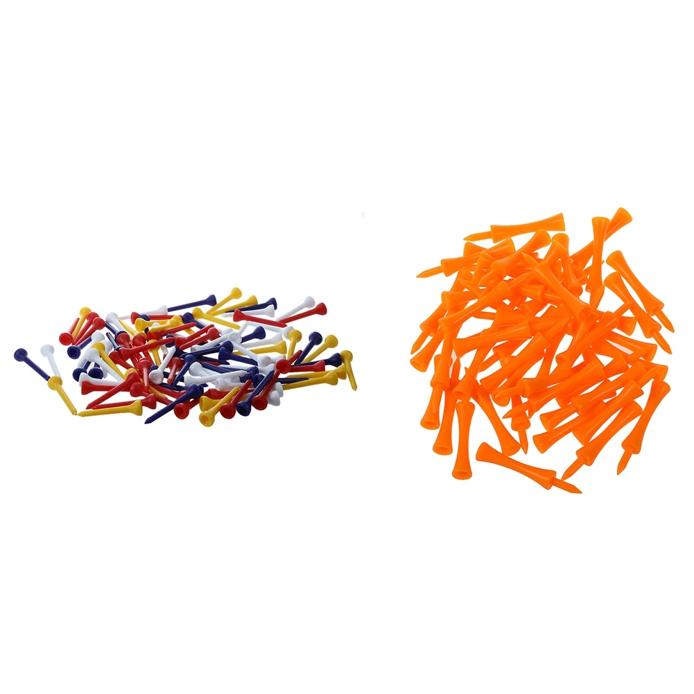 RTSHE-100Pcs 49Mm Color Mixed Plastic Golf Tees & 50Pcs 70Mm Big Castle Golf Tees (Orange)