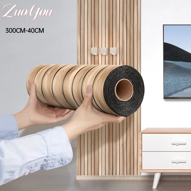 แผ่นผนังลายไม้เทียมแบบมีกาวในตัว กันน้ำ สำหรับตกแต่งผนังห้องนั่งเล่น ลายตะแกรง 3 มิติ แบบลอกและติด วอลเปเปอร์ตกแต่งบ้าน 1