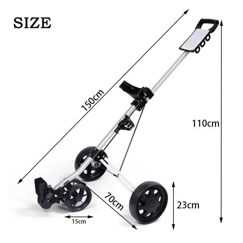 Golf Trolley Push Cart Aluminum Golf Bag Cart Foldable 3 Wheels Carts Trolley