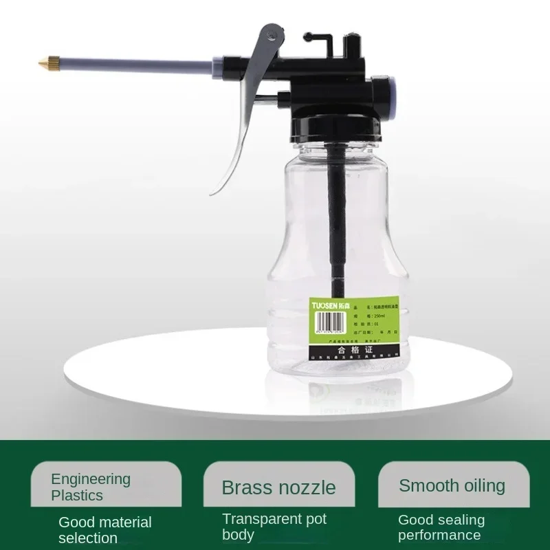 Transparent Oil Can 350ml Plastic Hose Refueling Pot High Pressure Oiler Oil Gun Filling Equipment Grease Guns Car Repair Tool