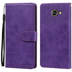 Leather Flip Wallet Phone Case - Elegant Design s for A5 2016 A510 A510F (Purple)