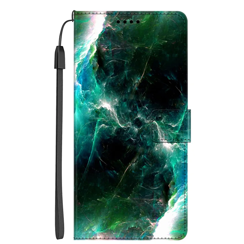 Festive Marble Leather Phone Wallet Flip Cover with Card Holder and Stand