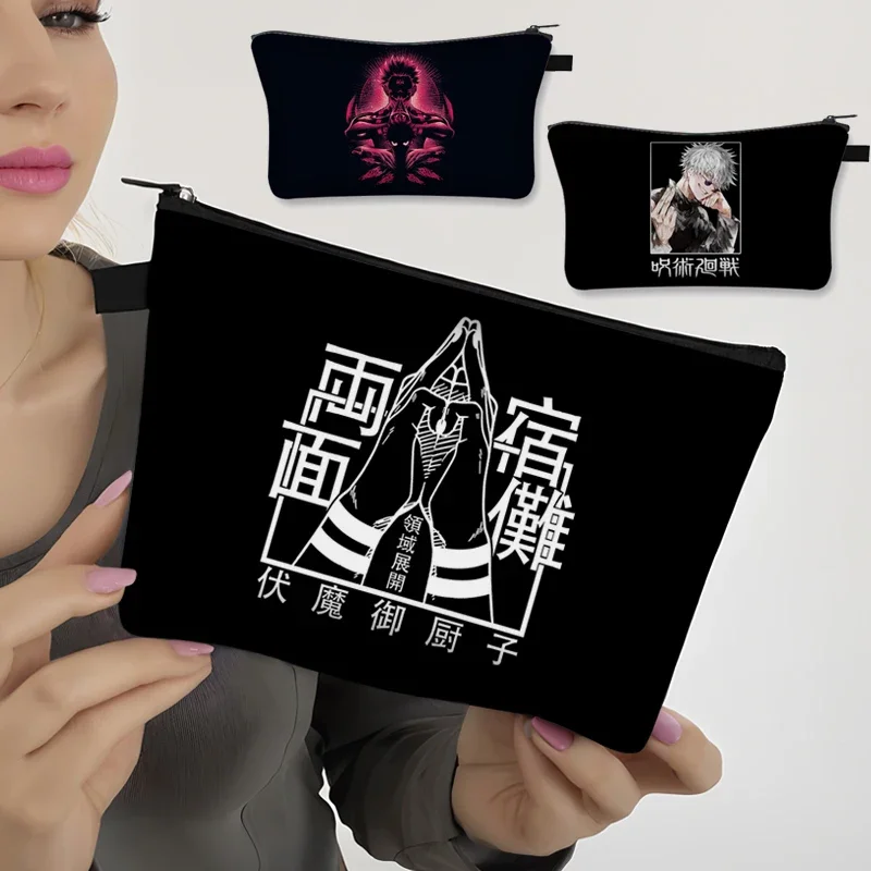 

Чехлы для косметики с принтом из аниме juютсу Kaisen, сумки для макияжа Gojo Satoru Ryomen Sukuna Harajuku, сумка на молнии, сумка для хранения, сумочка