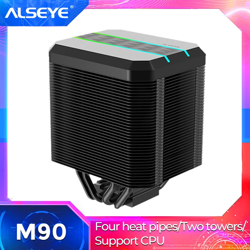 Фото Кулер для процессора ALSEYE M90, PWM 90 мм, 4 контакта, 4 тепловых трубы, поддержка материнской платы X99 для LGA115x1366 2011 AM2 + AM3 + AM4 №1