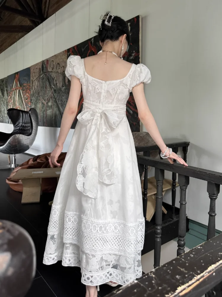 Vestido de príncipe blanco de estilo victoriano Vintage de verano