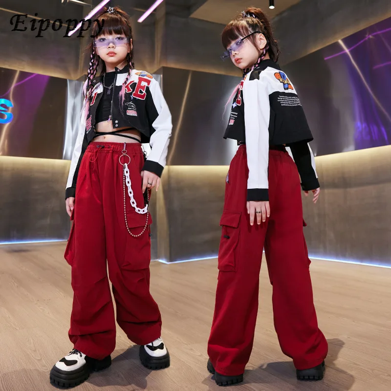 

Hip Hop Children's Trendy Clothes Cool Handsome Motorcycle Clothing Suit Girls' Hip Hop Children's Hiphop Jazz Dance Costume