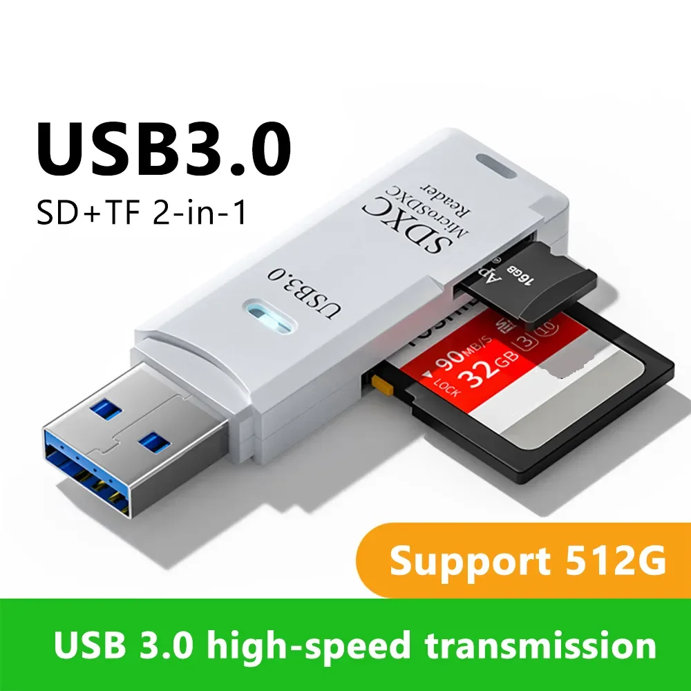 Mini High Speed 2 in 1 Multi Card Reader USB 3.0 Micro SD TF Card Memory Flash Drive Adapter