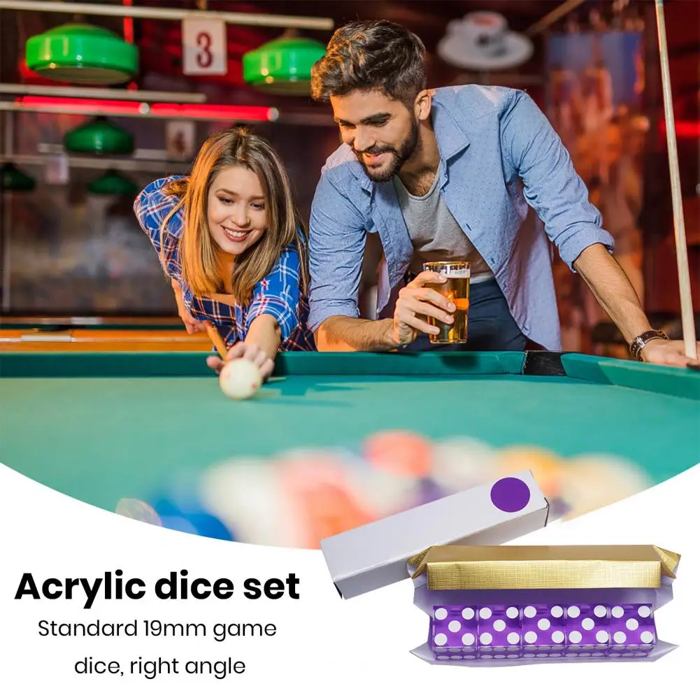 Colorful Transparent Dice Toy 19mm Acrylic Dice Six Sided 5Pcs Bar Entertainment Party Club Leisure Game Props game dice,dice set,acrylic dice