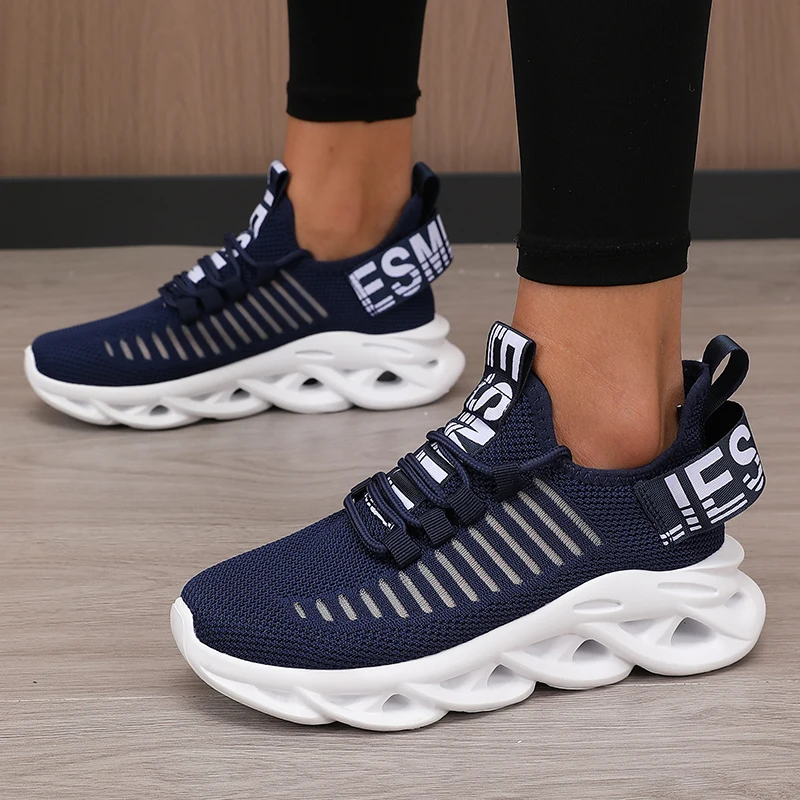 Fashion Women Shoes Platform Mesh Jogging Summer Outdoor Training Sneakers Lace Up Breathable Casual Hiking Shoes Tenis femenino