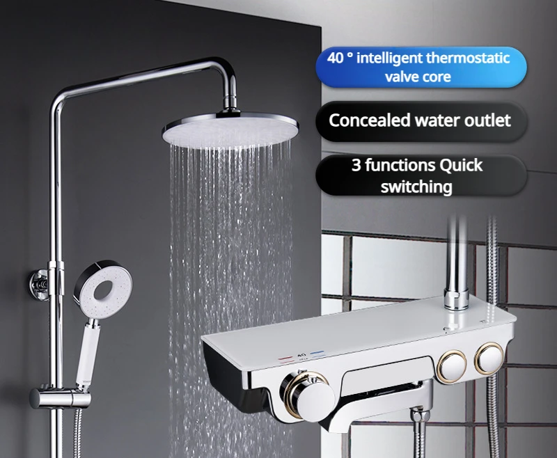

Chrome-plated shower set 40 ℃ intelligent thermostatic shower head set of large storage thermostatic shower set bathroom faucets