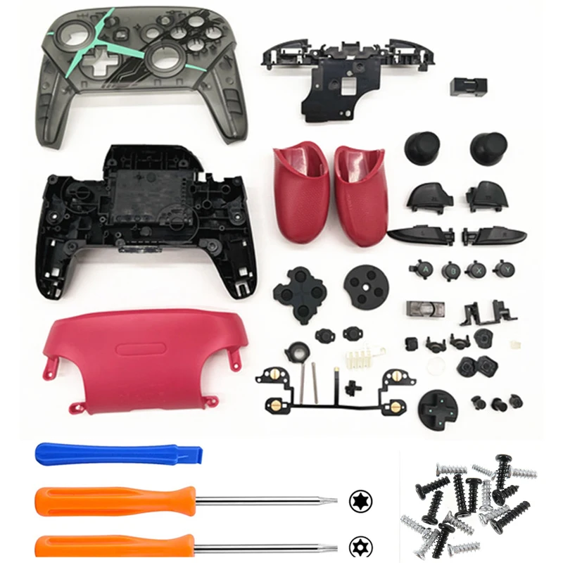Nintendo Anahtarı Pro Denetleyici için DIY Tam Set Kabuk Konut Case Kapak kiti w/Düğmeler Thumbsticks NS Pro Yedek Çıkartması