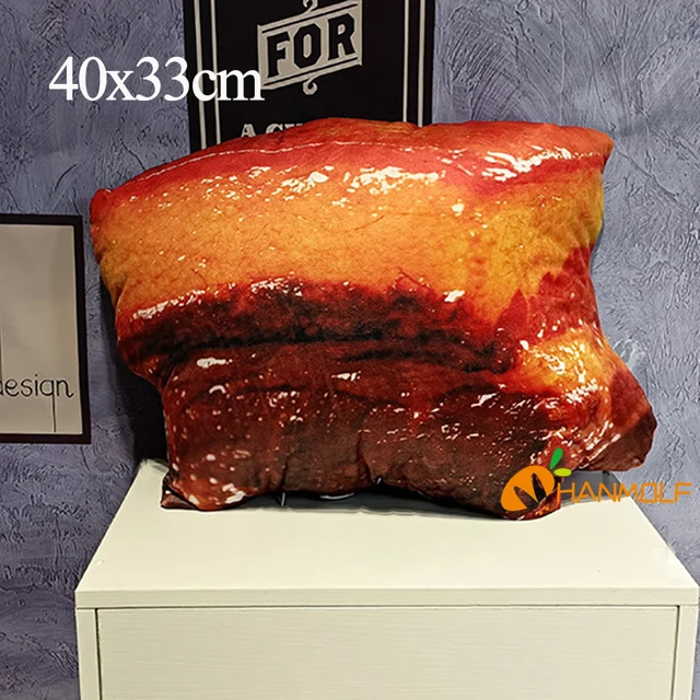 Simulated Printing Food Pillows Plush China Food Lobster Beer Hamburg Beef Fish Pork Roast Duck Decorative Pillow For Sofa Chair 3
