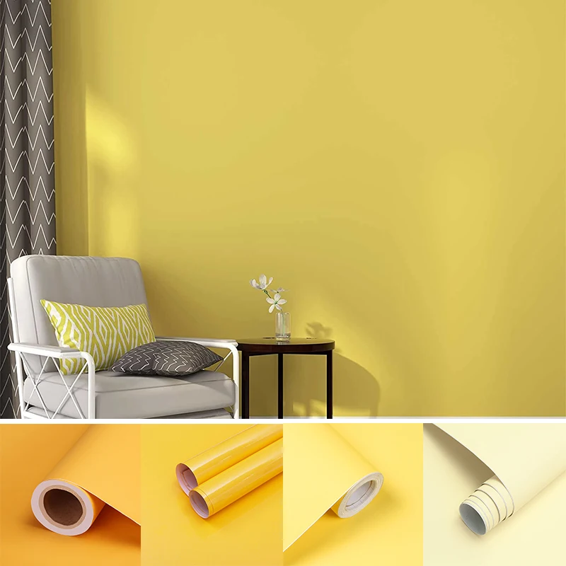YellowSelfadhesiveWallpaperVinylContactPaperLivingRoomDIY