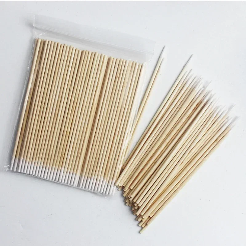 100-500Pcs Cotton Swabs Wood Clean Sticks Bud Tip Wooden Cotton Head Manicure Detail Corrector Nail Polish Remover Art Tool