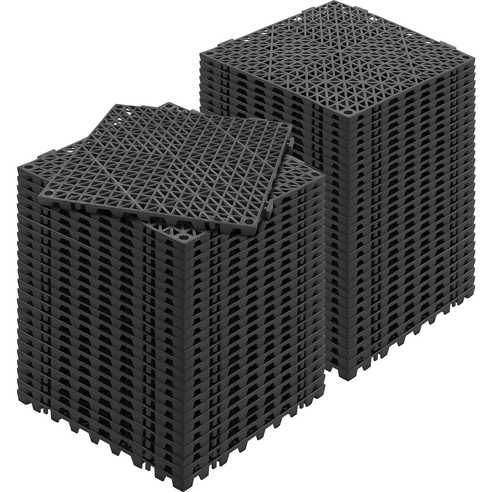 SucceBuy Interlocking Tile 12/50/55PCS 12"x12" Splicing Soft PVC Drainage Floor Tiles Non-Slip Drainage Holes