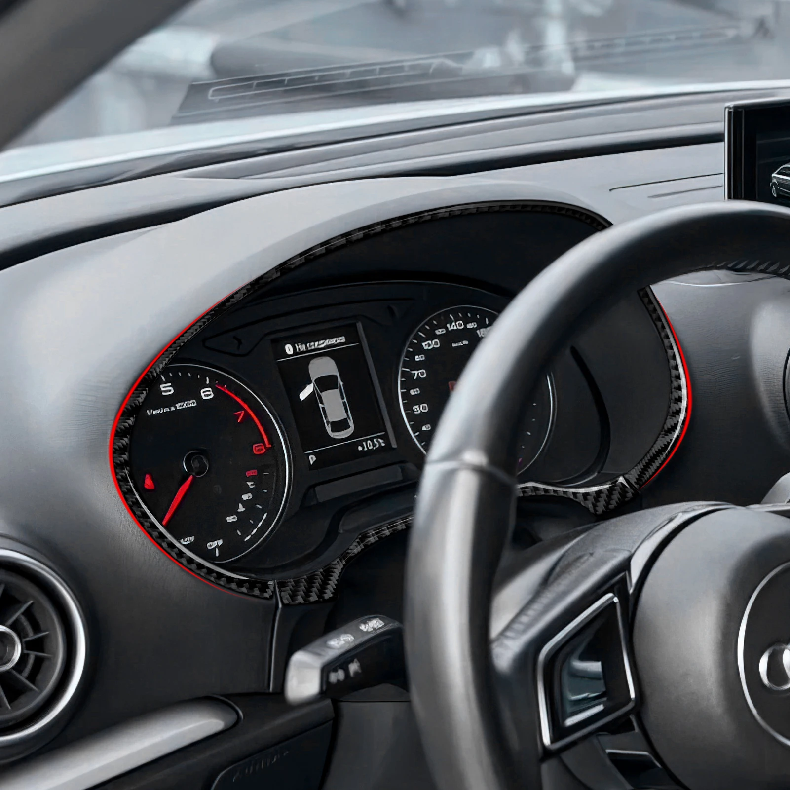 For Audi A3 S3 RS3 8V (2013-2020) Carbon Fiber Interior Sticker, Dashboard Speed Display Decorative Strips Car Trim Accessories