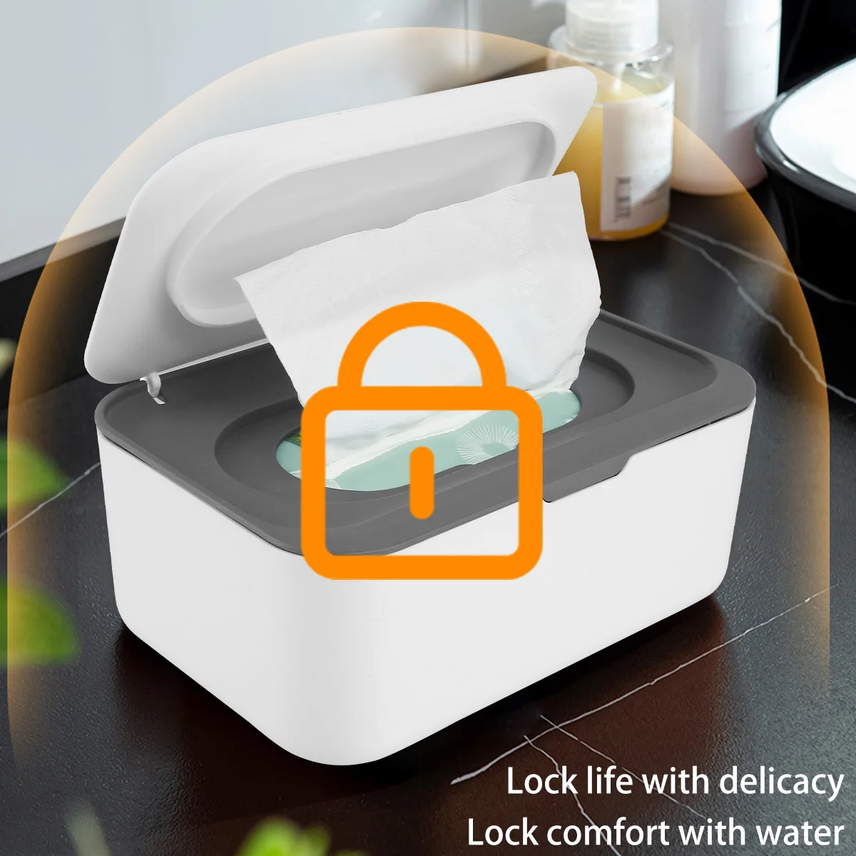 Dispenser per salviette, contenitore antipolvere per salviette con coperchio, porta salviette multifunzionale per neonati, contenitore sigillato di grande capacità - immagine 4