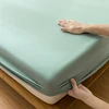 Waterproof Fitted Sheet Queen Size Mattress Cover Solid Color Fit Sheet With Elastic Band Bedsheet 90x200 160x200 Bed Cover 4