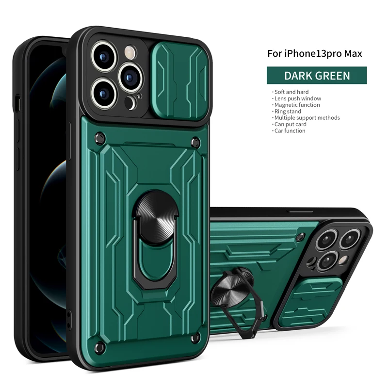 New Funda Case for iPhone 13 Pro Max 12 Pro Max 11 Pro XS Max Card Slot Magnetic Bracket Anti-fall Armor Coque Phone Case Cover phone pouch bag Cases & Covers