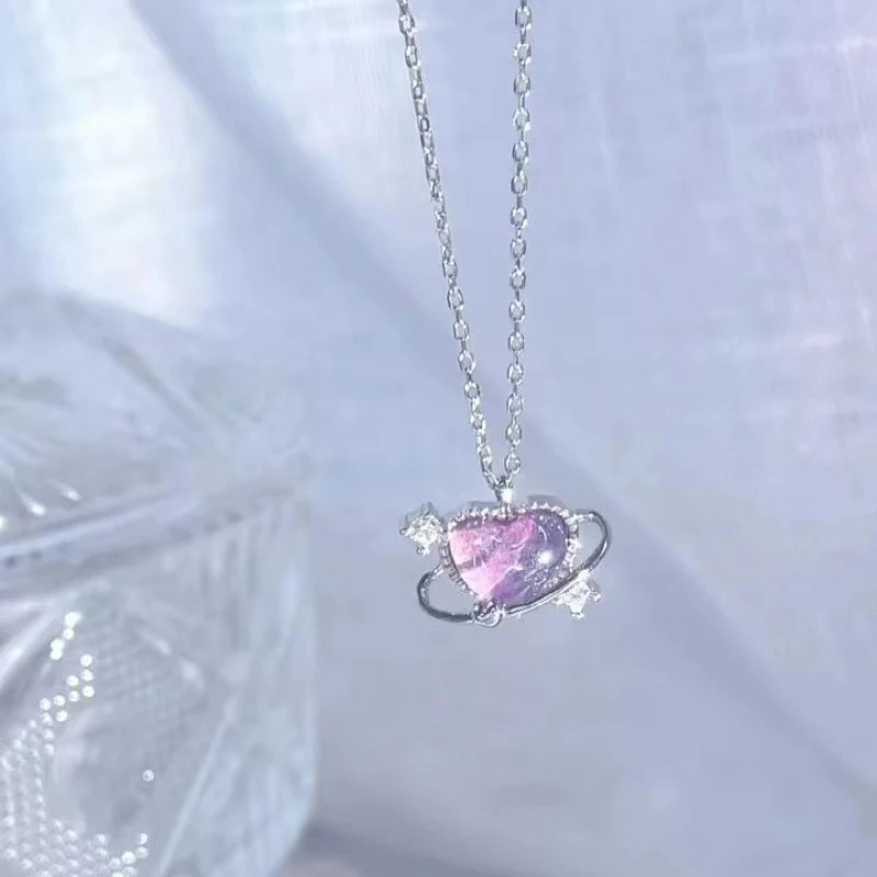 Pendant Necklace Simple Fashion Crystal Moon Pentagram Heart Pendant Necklace For Women Girls Temperament Elegant Fantasy Necklace Jewelry Gift