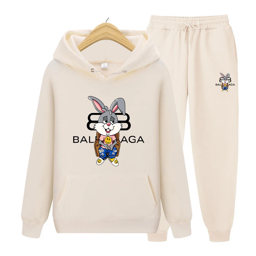 Teddy Bear Print Autumn/Winter Men/Women Cotton Tracksuit Suit Casual Hoodie+Pants 2pcs Sets Streetwear Fashion Unisex Clothing