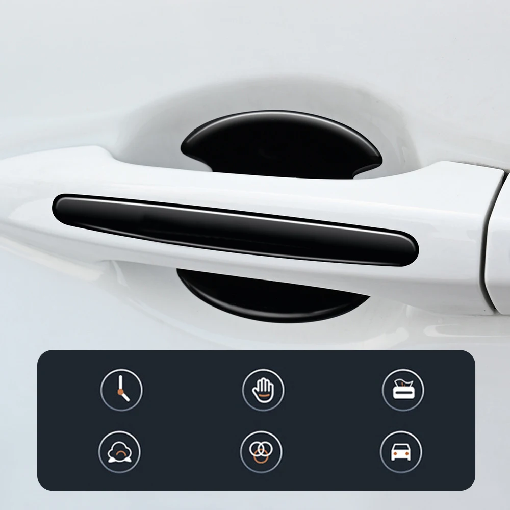 8Pcs Car Door Handle Bowl Scratch Anti-scratch Protective Car Stickers Handle Anti-collision Protection Strip Exterior Parts car stickers car door stickers car door anti collision strip car door protector car door rubber protector car door edge protector