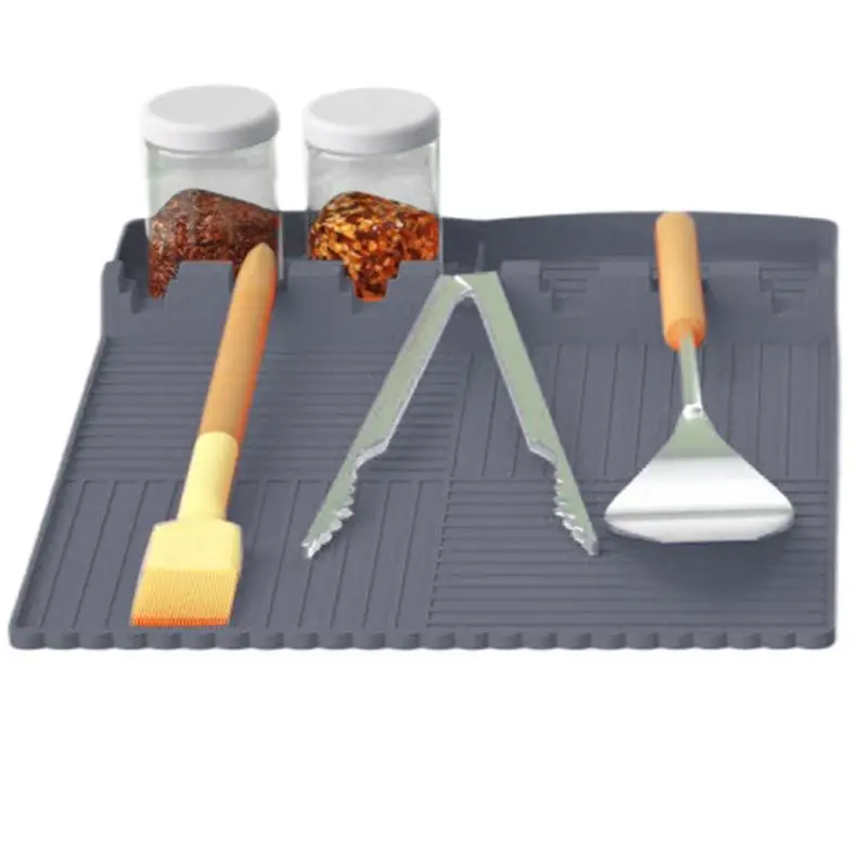 Silicone Griddle Mat Silicone Multifunctional Griddle Tools Mat For Outdoor Grill Heat Resistant Utensil Holder Pad For Outdoor