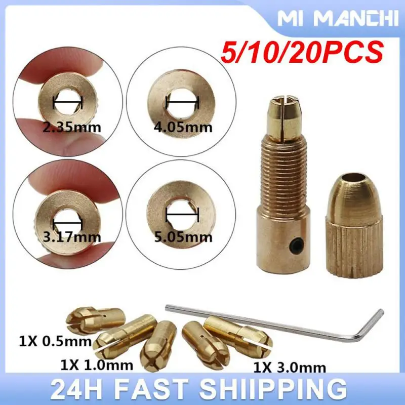 

5/10/20PCS Copper Quick Mini Tools Set Drill Collet Tool Drill Bit Chuck Collets Copper Drill Folder Chuck