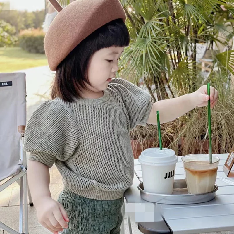 SOOR PLOOM フリル袖 Tシャツ 4Y SOOR PLOOM フリル袖 Tシャツ 4Y Cute Child Knitted T Shirts