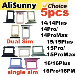 Set of 5 Single SIM Card Tray Holders - Dual SIM Nano Adapter Slot Replacement Parts (5x 14 14Plus dual)