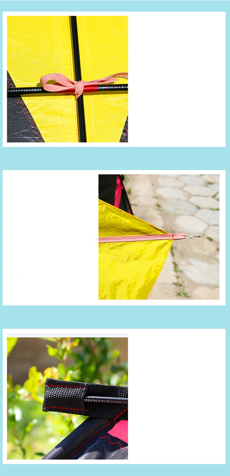 Delta kite with strong handle and line