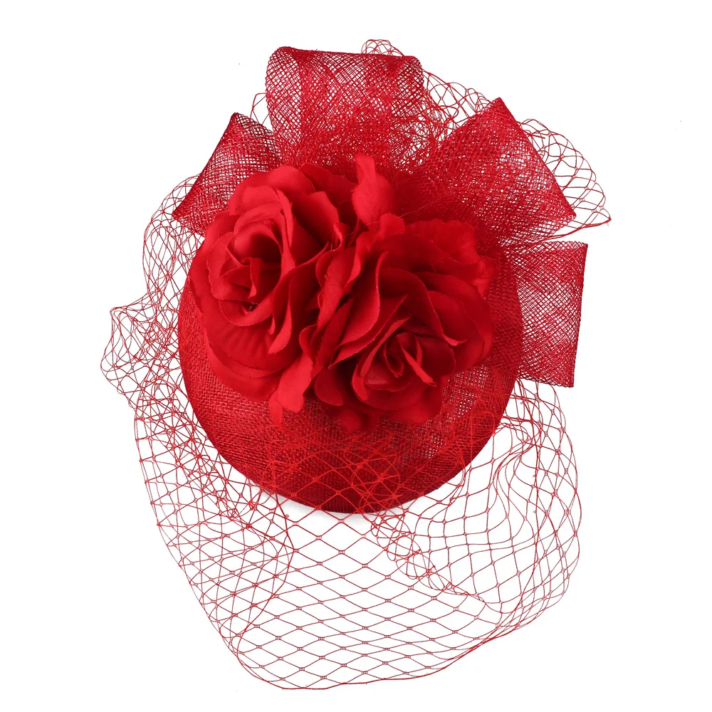 Nice Mulheres Floral Cabelo Fascinator Chapéu, Headband, Capacete, Net Headwear, Elegante, Net, Igreja, Coquetel, Casamento