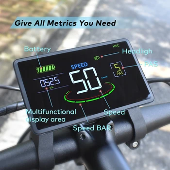 Display per Bici Elettrica H6C Cycplus, Componenti per Biciclette, Display per Scooter Elettrico, Computer da Bici, Schermo LCD, Tachimetro per Bicicletta