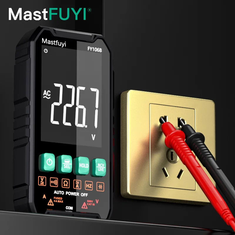 Digital Multimeter Tester Mini Smart Electrician AC/DC Ammeter Voltmeter Capacitance Ohm Hz NCV