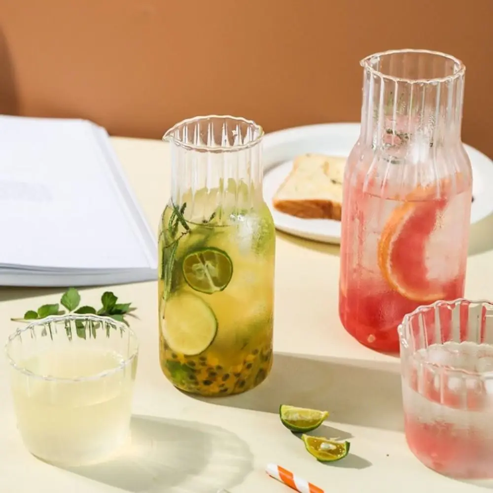 1 Set Bedside Water Carafe Glass Set Night Carafe with Tumbler Glass 600ml