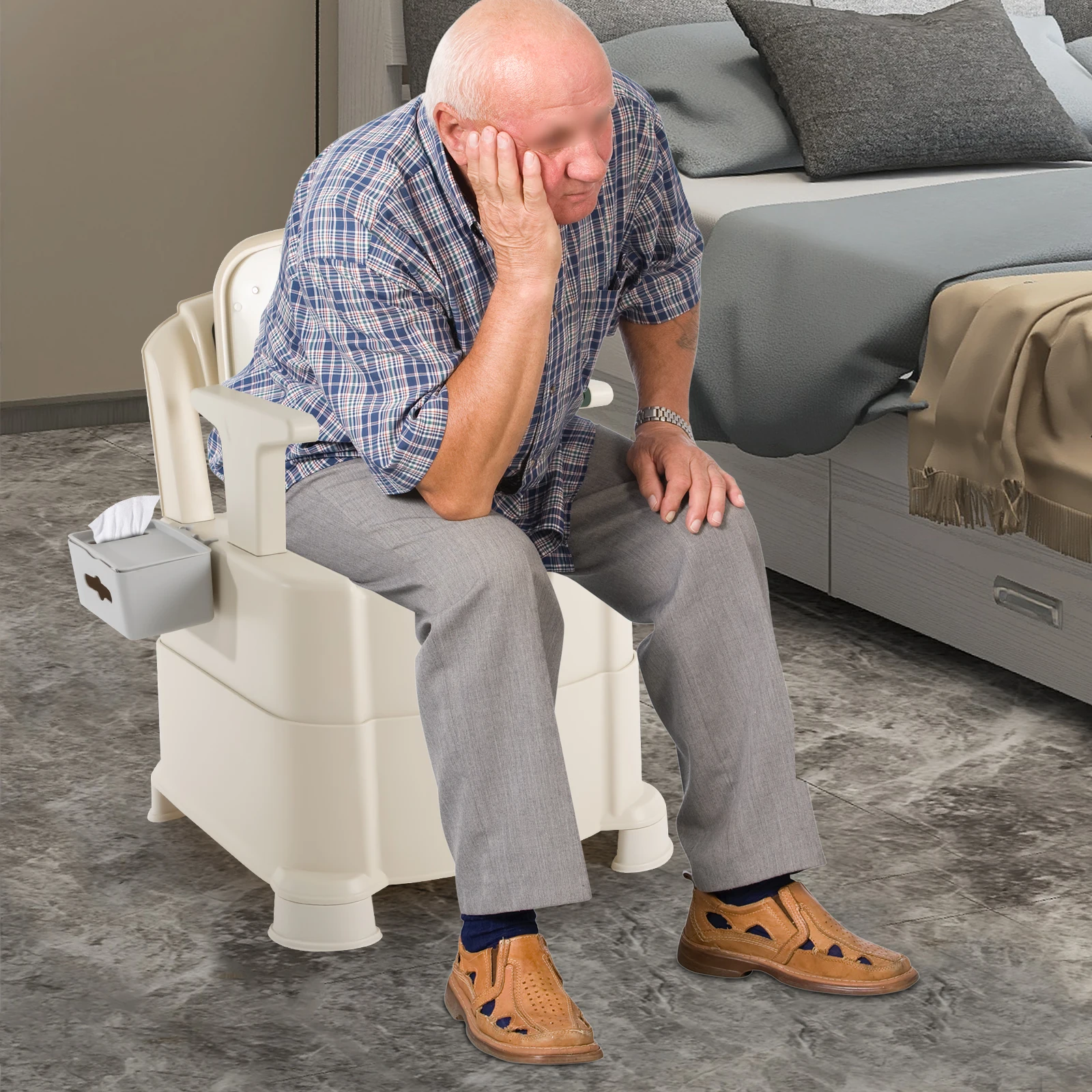 Portable Bedside Toilet with Sensor Night Light 3