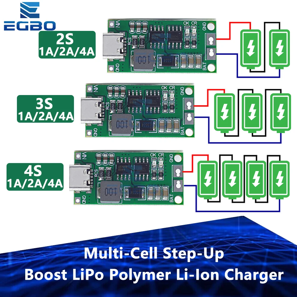 Célula múltiple 2S 3S 4S tipo C a 8,4 V 12,6 V 16,8 V elevador LiPo polímero Li Ion cargador 7,4 V 11,1 V 14,8 V 18650 batería de litio