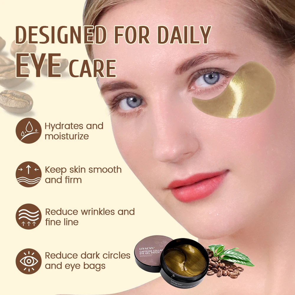 Caffeine Collagen Under Eyes Patches Lighten Dark Circles Bags Puffiness Fine Lines Wrinkle Nourish Eye Skin Care Eye Mask 60pcs 2