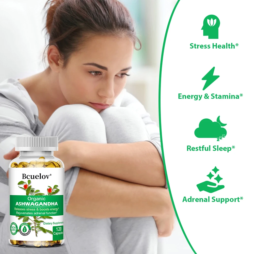 Ashwagandha Capsules-Improve Mood,Confrontation Stress,Improve Sleep Quality,Supports Energy,Enhancing Immunity,120 Capsules
