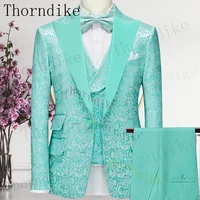 Thorndike 2023 Latest Coat Design Men Suits Tailor-Made Tuxedo 3 Pieces Blazer Wedding Party Singer Groom Costume Homme 1