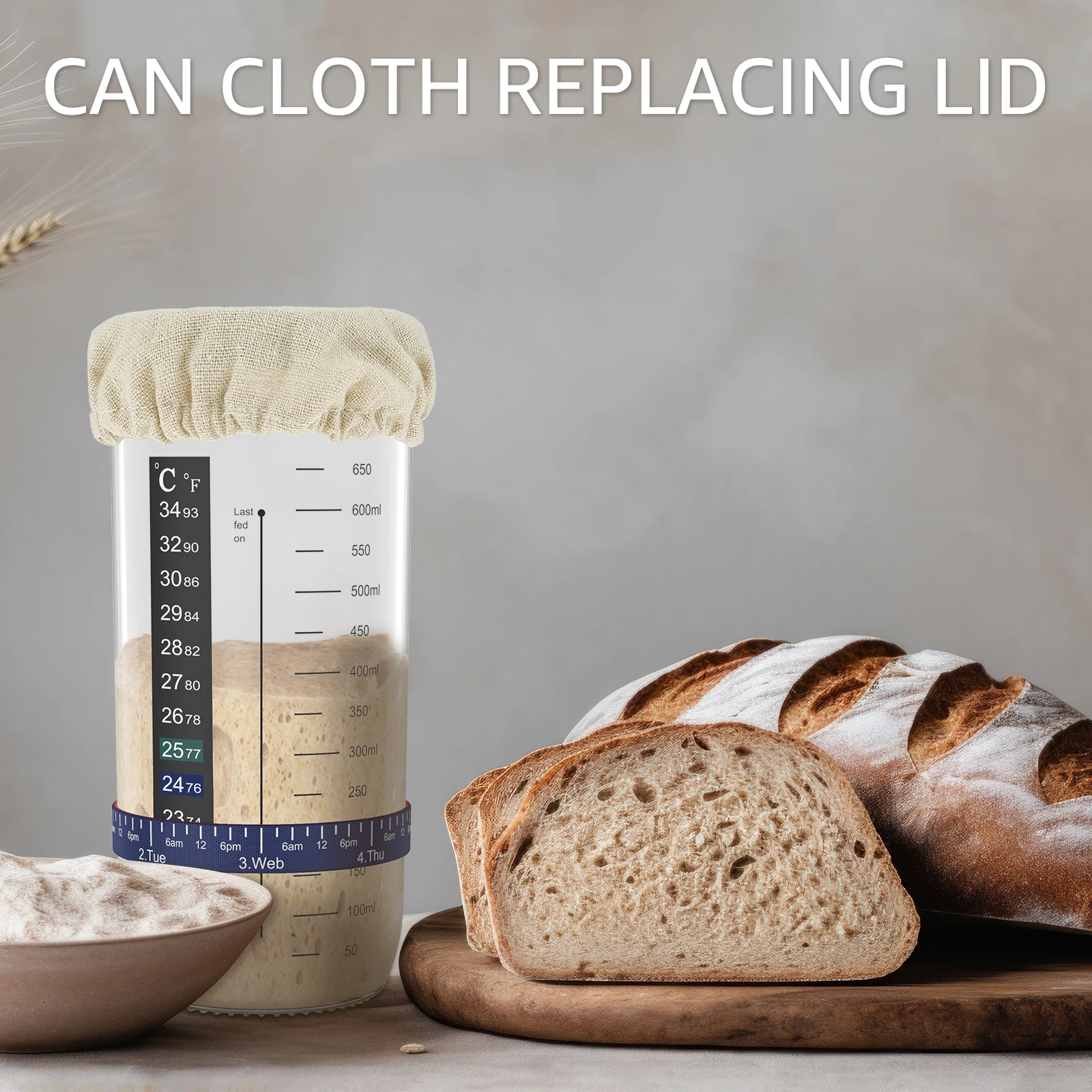 Set of 6 Reusable Elastic Cloth Covers for Sourdough Fermentation Jars