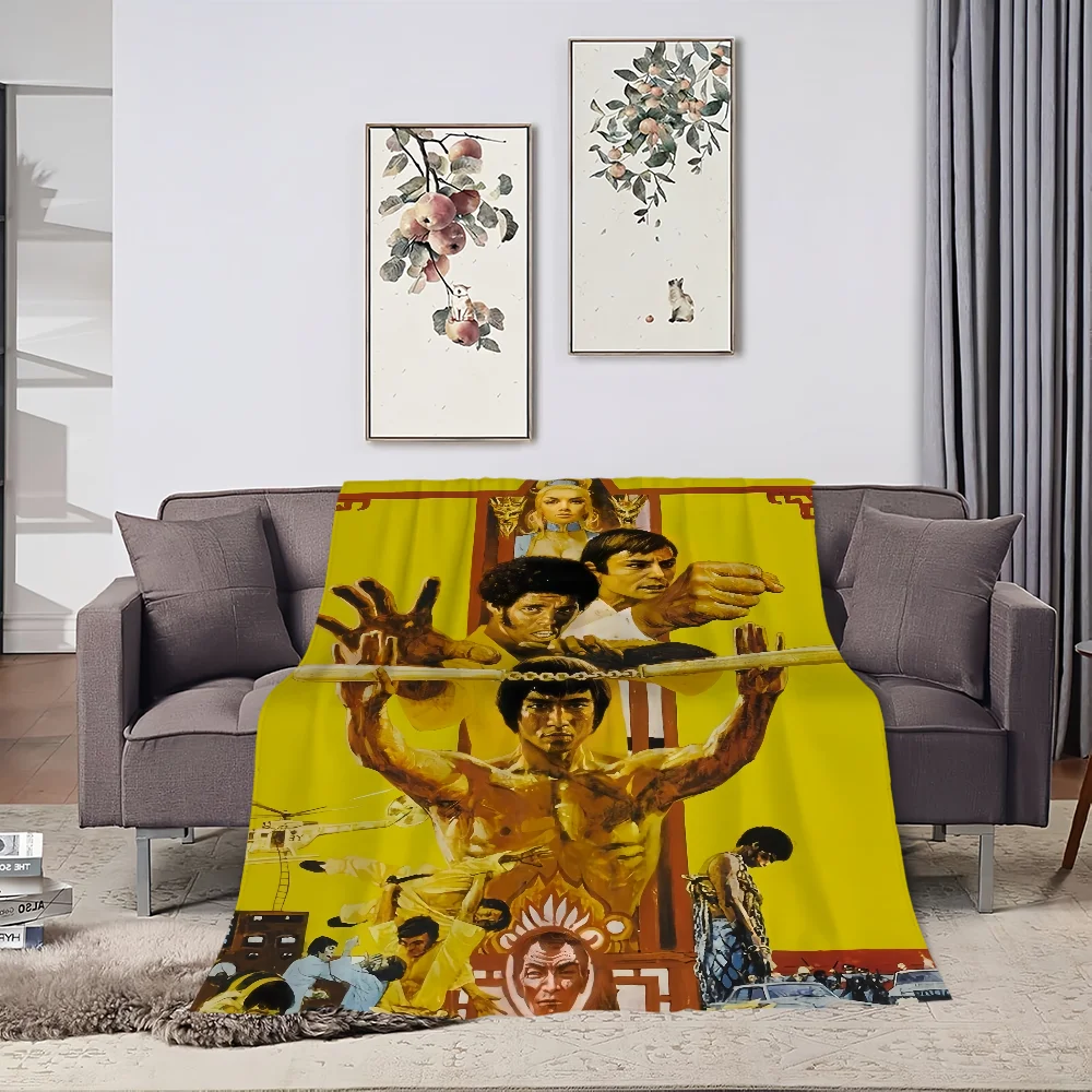 Kung fu B-Bruce L-Lee Blanket Plush Nap Sofa rug for Living Room Warm Office Bedroom Birthday Home Travel Kid Gifts 5