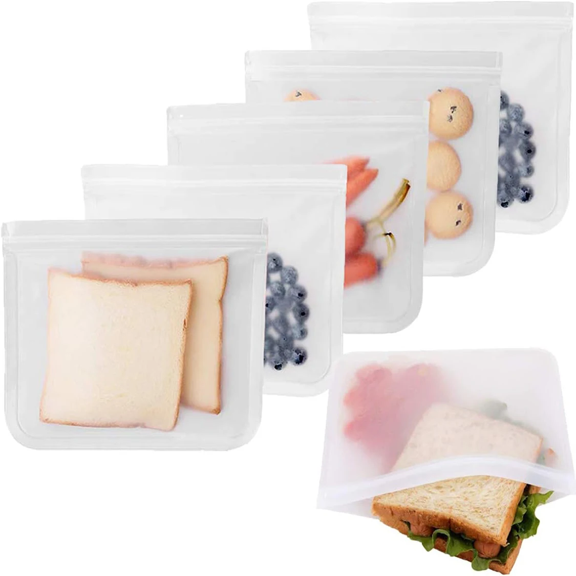 

1Pc Reusable Food Freezer Bags Leakproof Silicone Ziplock Bags BPA Free Lunch Bag Meat Fruit Veggies Storage Bag Dishwasher Safe