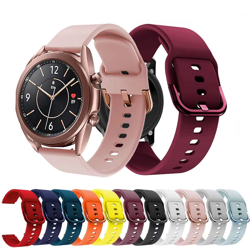 

For Samsung Galaxy Watch 3 41mm 45mm Strap 20mm 22mm Silicone Wrist Bracelet For Galaxy 42mm 46mm/Active 2/Gear S2 S3 Sport Band