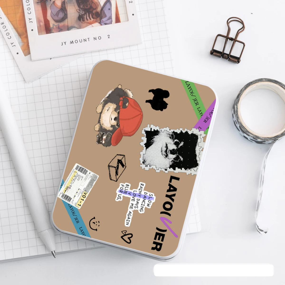 Kpop Photo Cards Photo Cards Card Holder Case Kpop Photocards Storage Box JIMIN MUSE Album LAYOVER V JIN HAPPY Lomo Card Tinplate Tin Case Box Coin Headphones Collect Boxes