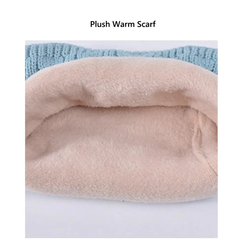 Fleece Lined Children's Hat Neck Scarf Gloves Set Winter Thick Neck Warmers Ear Protection Warm Touchscreen Gloves