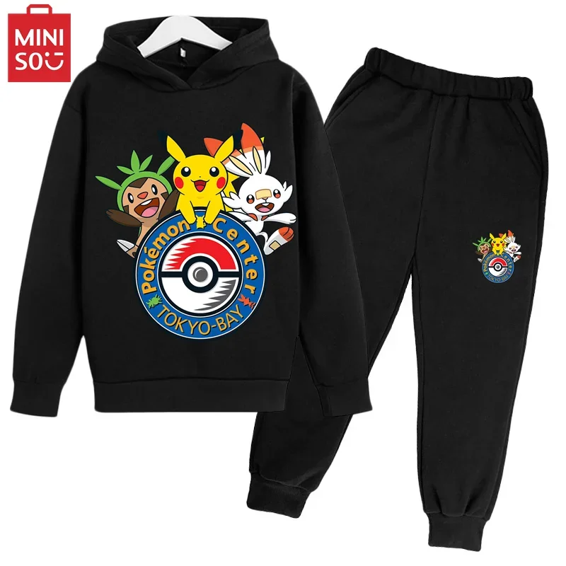 

Boys Kids Pikachu Set Long Sleeve Clothing Pokmon 3-14 year old Kids set Baby Boys casual tracksuit Hoodie + pants