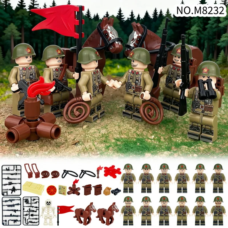 Elite Combat Building Blocks Playset with Soldier Figures, Weapons, and Canine Companion - Engaging DIY Toy Gift