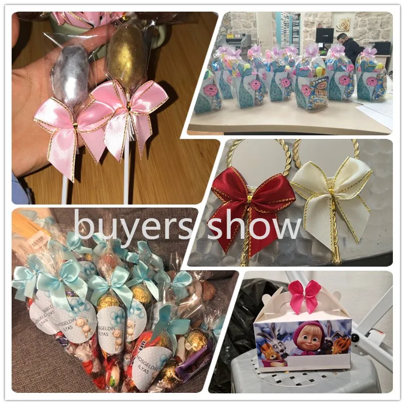 Pink Bowknot Twist Ties for DIY Bakery and Wedding Decorations
