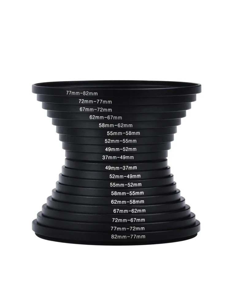 Description Picture 6 of item18pcs Camera Lens Filter Step Up & Down Ring Adapter Metal Filter Adapter Ring For All Camera DSLR 37-82 82-37mm Mount Set Kit